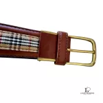 vintage Burberrys of London Nova Check and brown leather belt, view 8