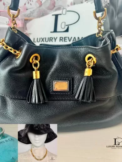Dolce & Gabanna Leather Shoulder bag +Tiffany Ring & Monet Gold necklace