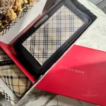 Pre-loved Burberry Nova Check handkerchief and nylon pouch boxed gift set, front view – secondhand designer, NZ