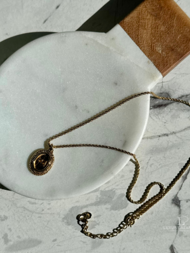 Christian Dior Oval 'CD' Gold-Tone Pendant Necklace