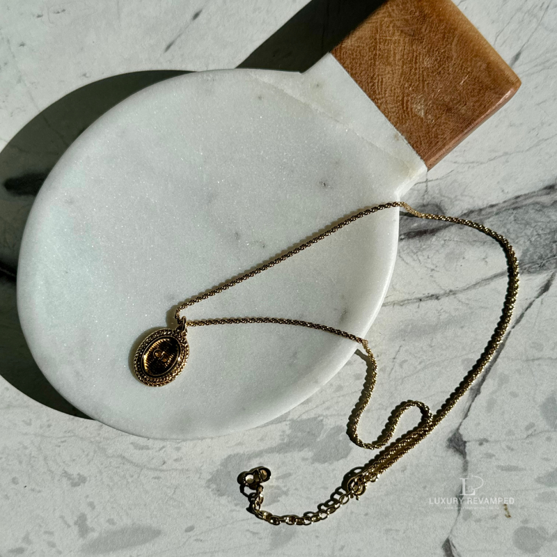 Christian Dior Oval 'CD' Gold-Tone Pendant Necklace