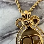 Christian Dior CD crown rhinestone gold-tone necklace, view 3