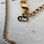 Christian Dior CD crown rhinestone gold-tone necklace, view 6