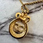 Christian Dior CD crown rhinestone gold-tone necklace, view 7