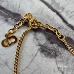 Christian Dior CD diamond-shaped rhinestone gold-tone necklace, view 11