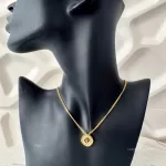 Christian Dior CD diamond-shaped rhinestone gold-tone necklace, view 13