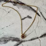 Christian Dior CD diamond-shaped rhinestone gold-tone necklace, view 3