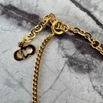 Christian Dior CD diamond-shaped rhinestone gold-tone necklace, view 6