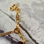 Christian Dior CD diamond-shaped rhinestone gold-tone necklace, view 7