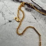 Christian Dior CD diamond-shaped rhinestone gold-tone necklace, view 8