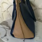 Furla cobalt blue and neutral bicolour leather satchel, view 8
