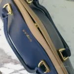 Furla cobalt blue and neutral bicolour leather satchel, view 10
