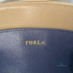 Furla cobalt blue and neutral bicolour leather satchel, view 11