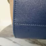 Furla cobalt blue and neutral bicolour leather satchel, view 15