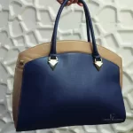 Furla cobalt blue and neutral bicolour leather satchel, view 23