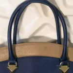 Furla cobalt blue and neutral bicolour leather satchel, view 17