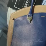 Furla cobalt blue and neutral bicolour leather satchel, view 21