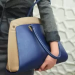 Furla cobalt blue and neutral bicolour leather satchel, view 26