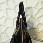 Furla black moc-croc embossed leather Alma-type handbag, view 4