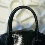 Furla black moc-croc embossed leather Alma-type handbag, view 10