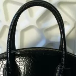 Furla black moc-croc embossed leather Alma-type handbag, view 20