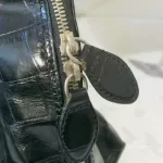 Furla black moc-croc embossed leather Alma-type handbag, view 17