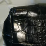 Furla black moc-croc embossed leather Alma-type handbag, view 13
