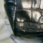Furla black moc-croc embossed leather Alma-type handbag, view 15