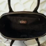 Furla black moc-croc embossed leather Alma-type handbag, view 18