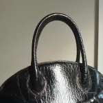 Furla black moc-croc embossed leather Alma-type handbag, view 21