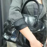 Furla black moc-croc embossed leather Alma-type handbag, view 24
