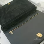 Furla tricolour black, ivory and grey leather and suede two-way bag, view 18