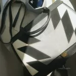 Furla tricolour black, ivory and grey leather and suede two-way bag, view 30