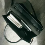Furla tricolour black, ivory and grey leather and suede two-way bag, view 21