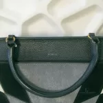 Furla tricolour black, ivory and grey leather and suede two-way bag, view 14