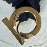 Salvatore Ferragamo gold-tone Gancini scarf ring, view 3