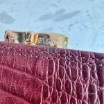 Givenchy burgundy moc-croc embossed leather compact wallet, view 11