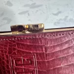 Givenchy burgundy moc-croc embossed leather compact wallet, view 12