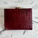 Givenchy burgundy moc-croc embossed leather compact wallet, view 2