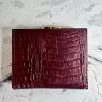 Givenchy burgundy moc-croc embossed leather compact wallet, view 3