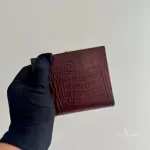 Givenchy burgundy moc-croc embossed leather compact wallet, view 18