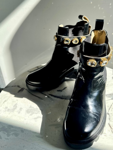 Gucci Trip embellished Patent Leather Ankle Boots