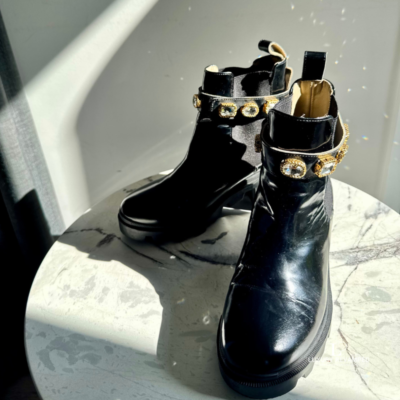 Gucci Trip embellished Patent Leather Ankle Boots