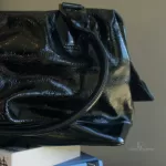 Longchamp Légende black patent leather doctor's bag handbag, view 16