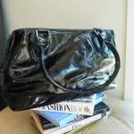 Longchamp Légende black patent leather doctor's bag handbag, view 22