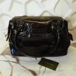 Longchamp Légende black patent leather doctor's bag handbag, view 2