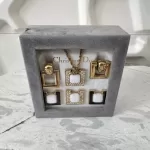 vintage Christian Dior CD interchangeable gold-tone and rhinestone necklace and earrings set, view 2