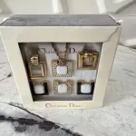 vintage Christian Dior CD interchangeable gold-tone and rhinestone necklace and earrings set, view 11