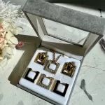 vintage Christian Dior CD interchangeable gold-tone and rhinestone necklace and earrings set, view 13