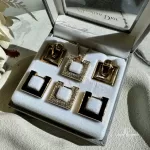 vintage Christian Dior CD interchangeable gold-tone and rhinestone necklace and earrings set, view 12